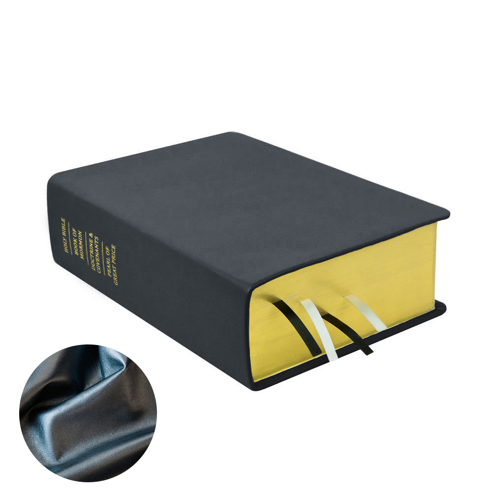 Large Pearlized Gunmetal LDS Scriptures | Leather Quad, Custom